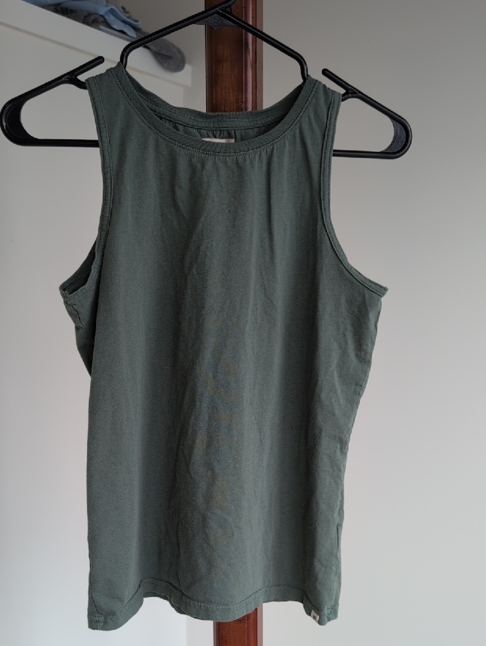 Pact Olive Green Ribbed Crewneck Tank